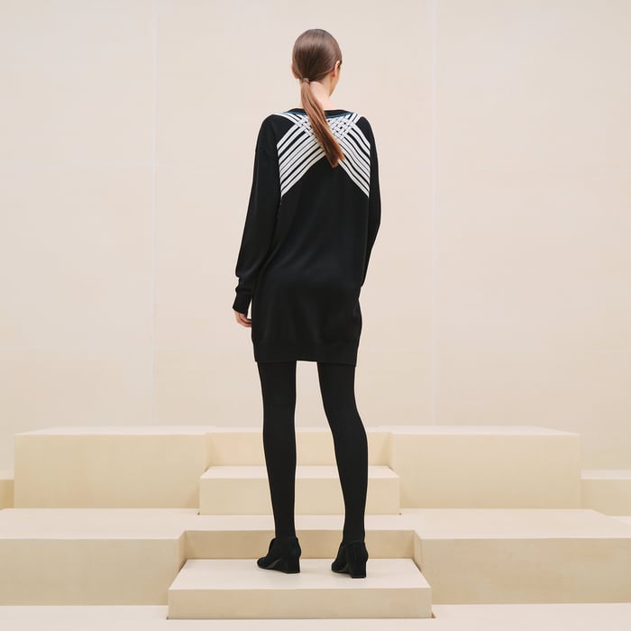 Noir Sweatshirt Embroidered Dress