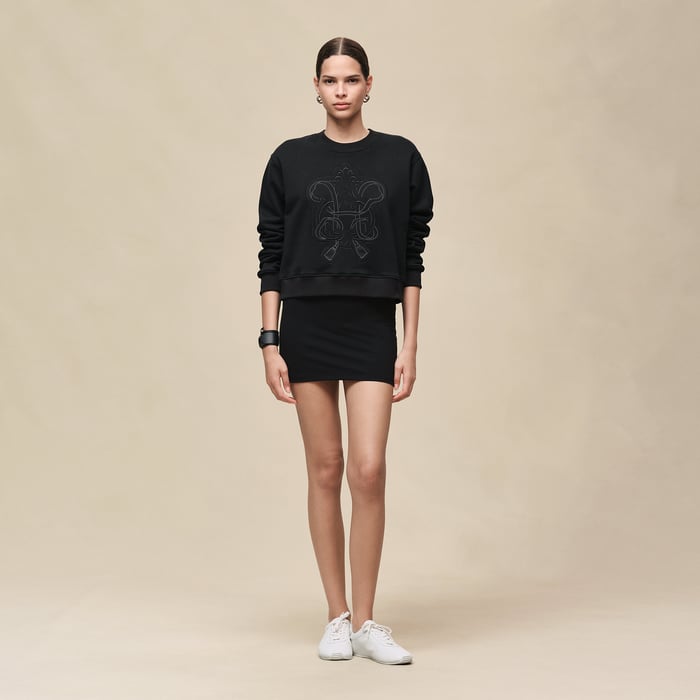 Noir Sweatshirt With Embroidered Darts