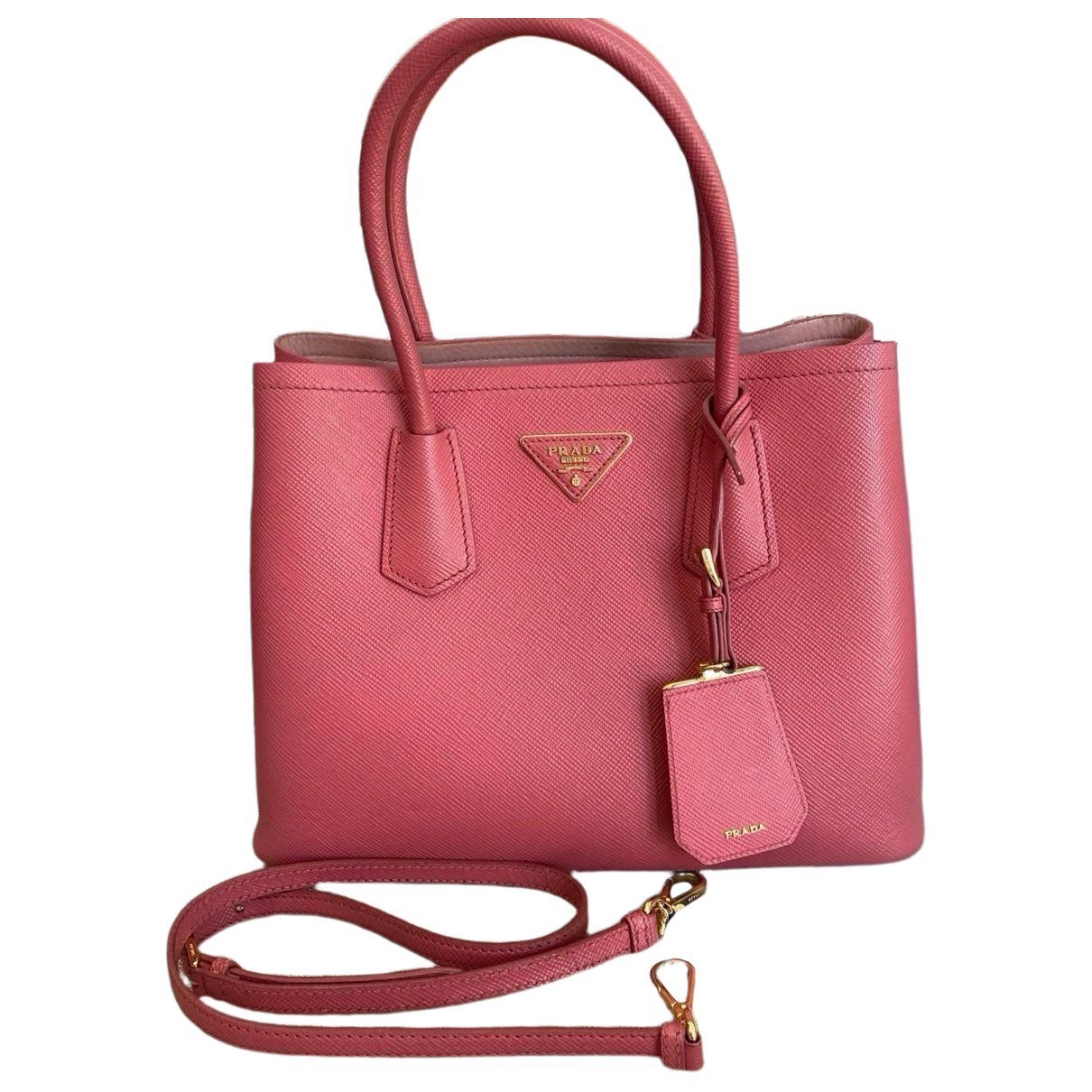 Double leather handbag
