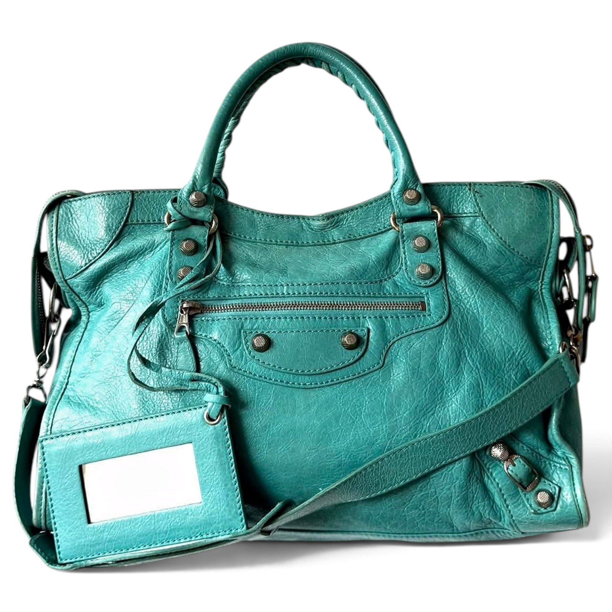 City leather handbag