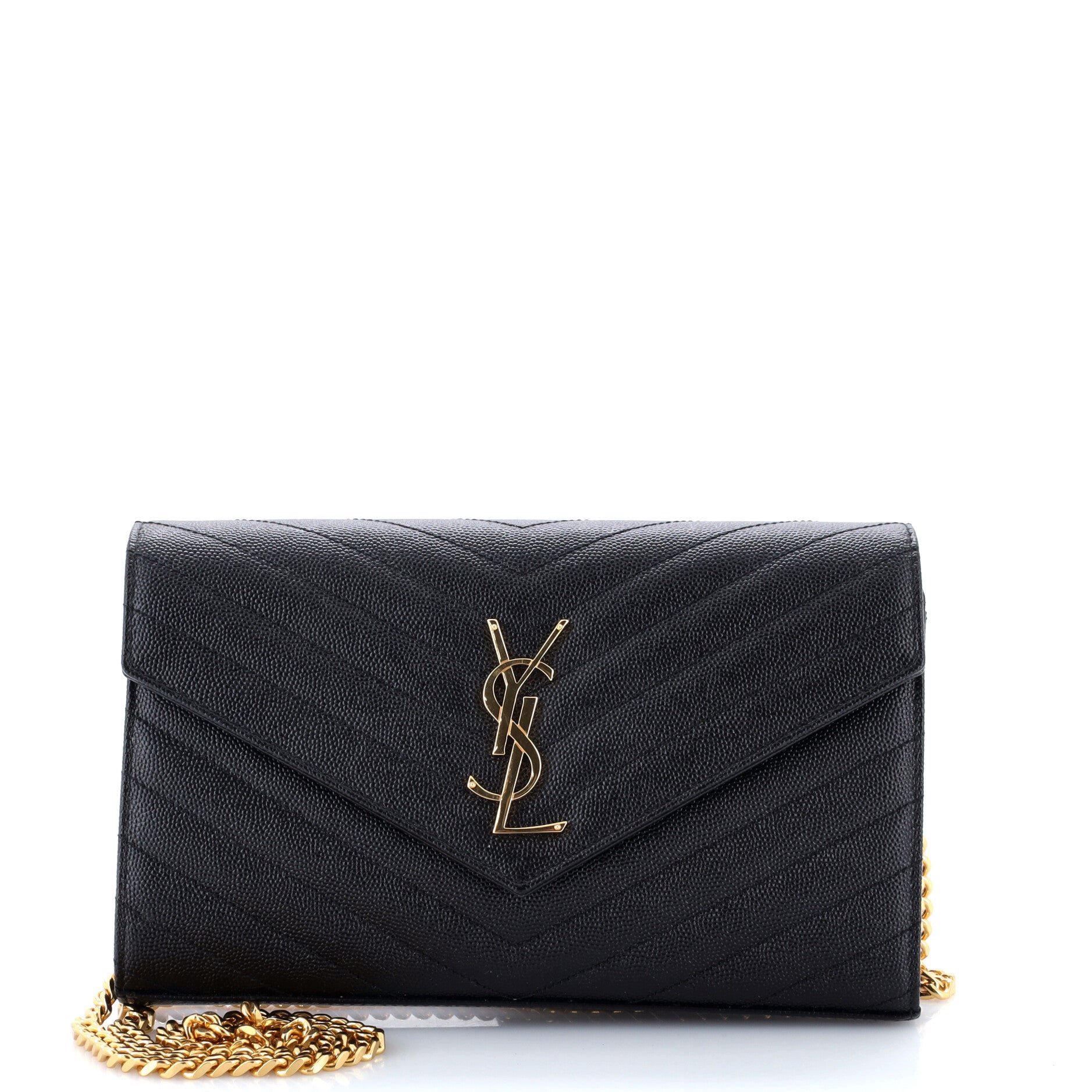 Classic Monogram Wallet on Chain Matelasse Chevron Leather Medium