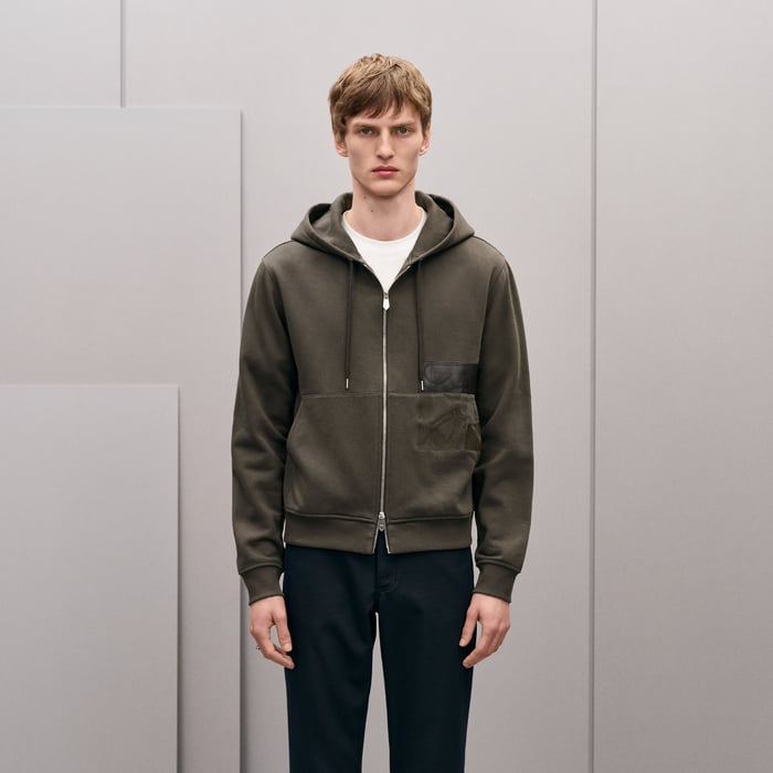 Taupe "Eperon d'Or En Perspective" Zipped Hooded Sweater