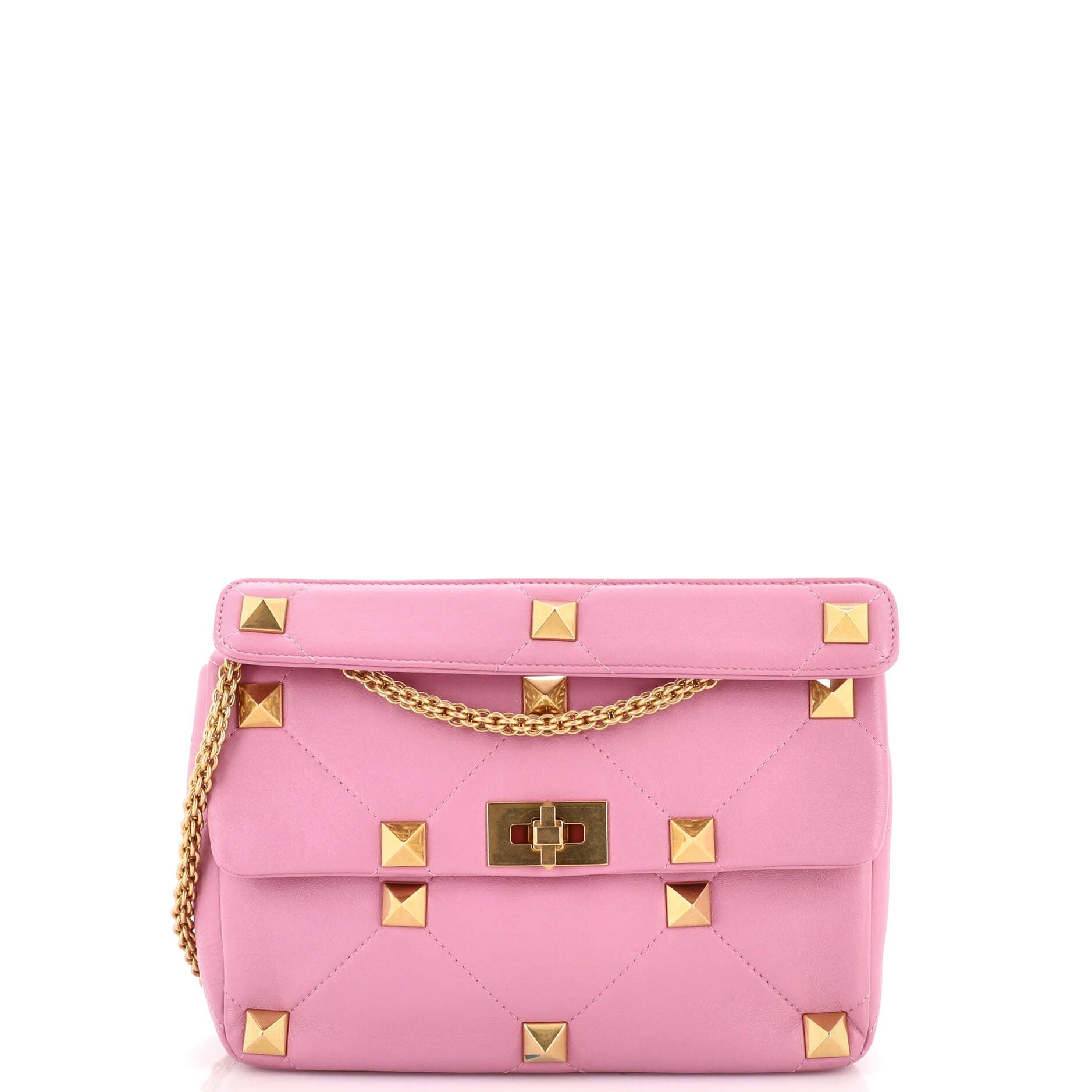 Roman Stud Flap Bag Quilted Leather Medium