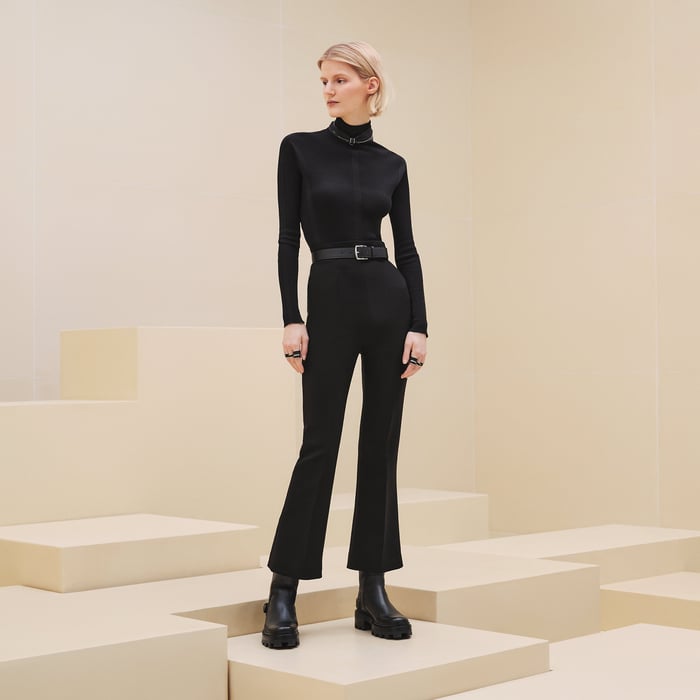 Noir High-waisted Bootcut Pants