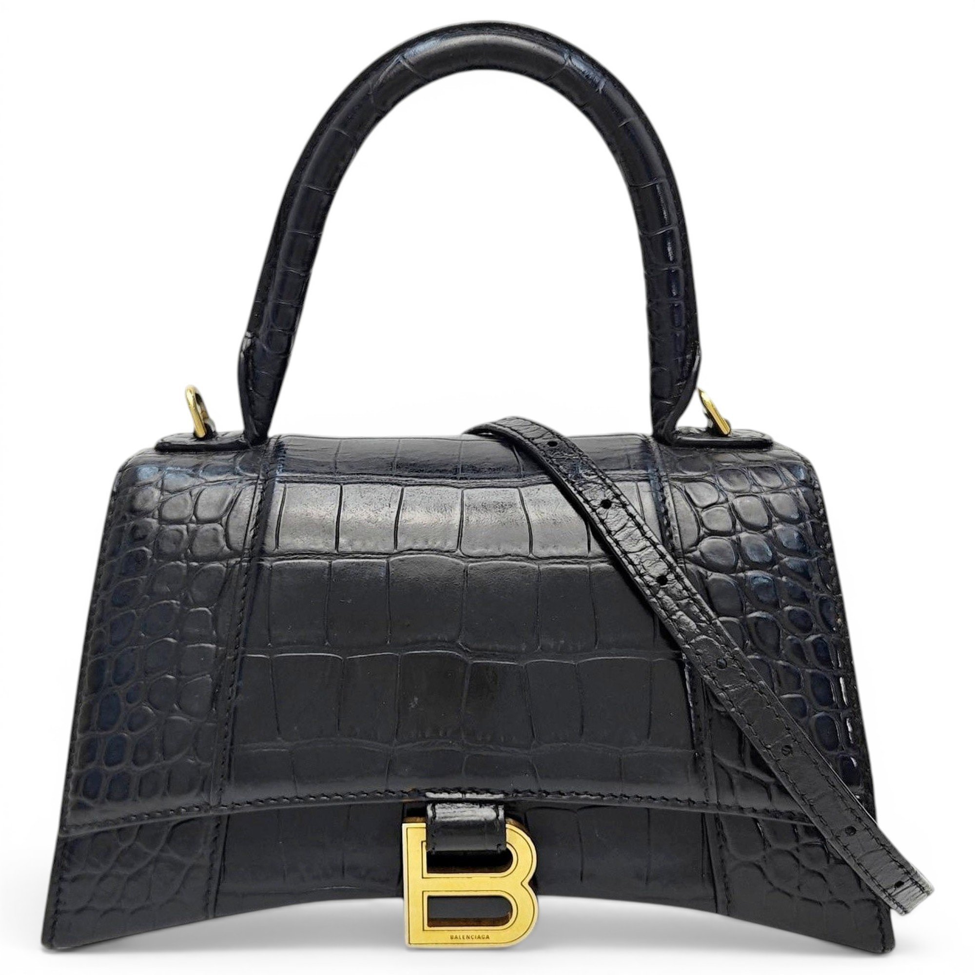 Hourglass leather handbag