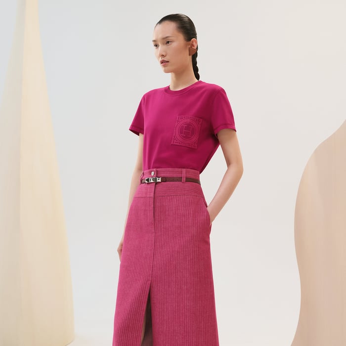 Rose Bougainvillier Embroidered Pocket T-shirt
