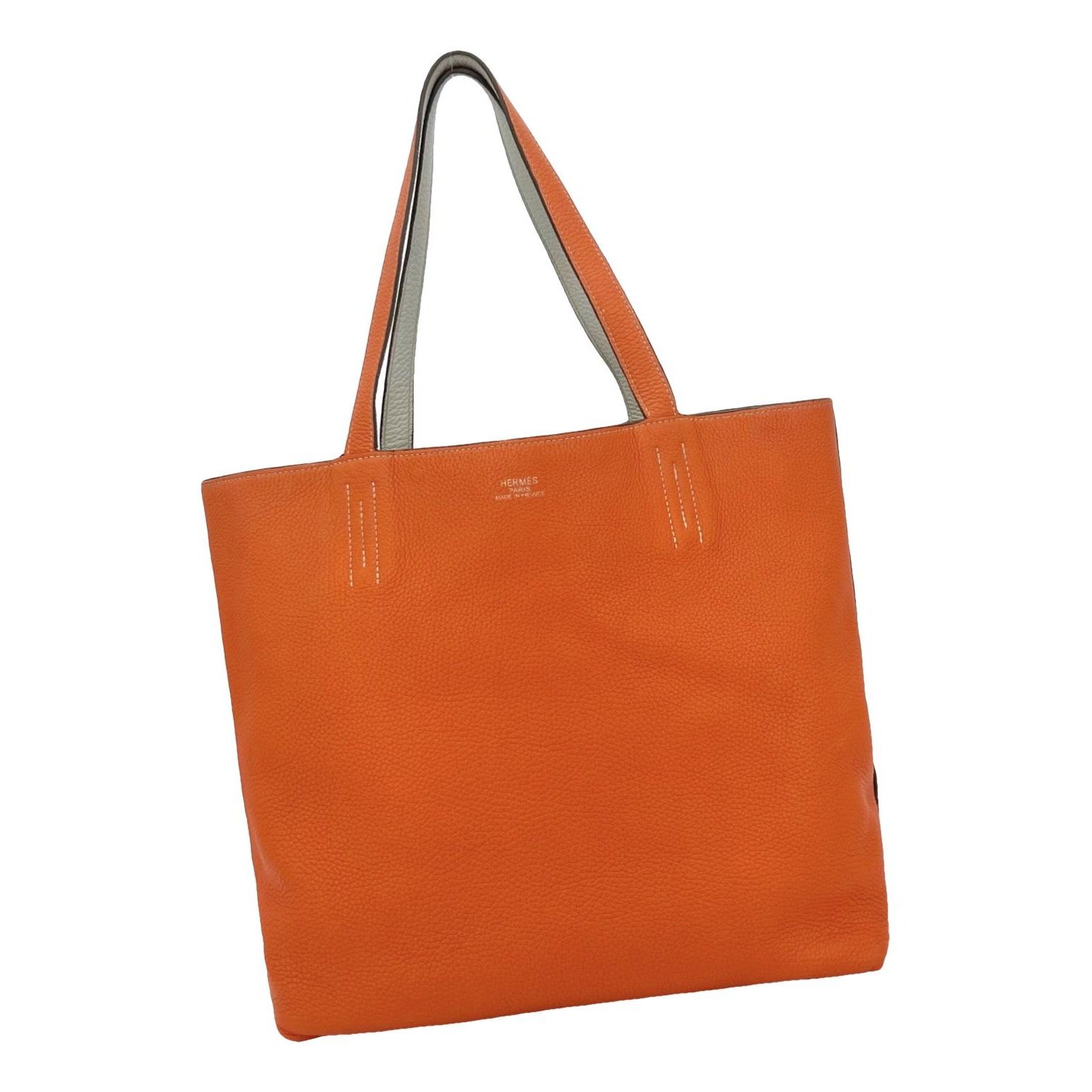 Double sens leather handbag