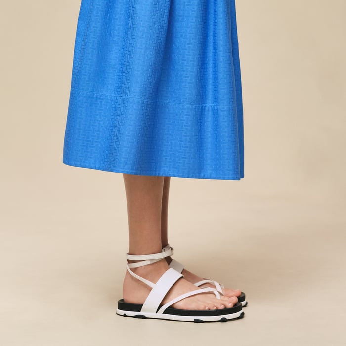 Bleu Cobalt "Mosaique" Pleated Skirt With Basque