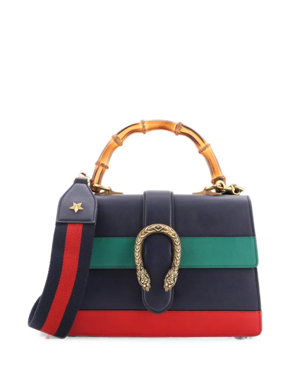 Dionysus Bamboo Top Handle Bag Colorblock Leather Medium satchel