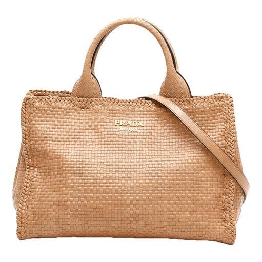 Madras leather tote