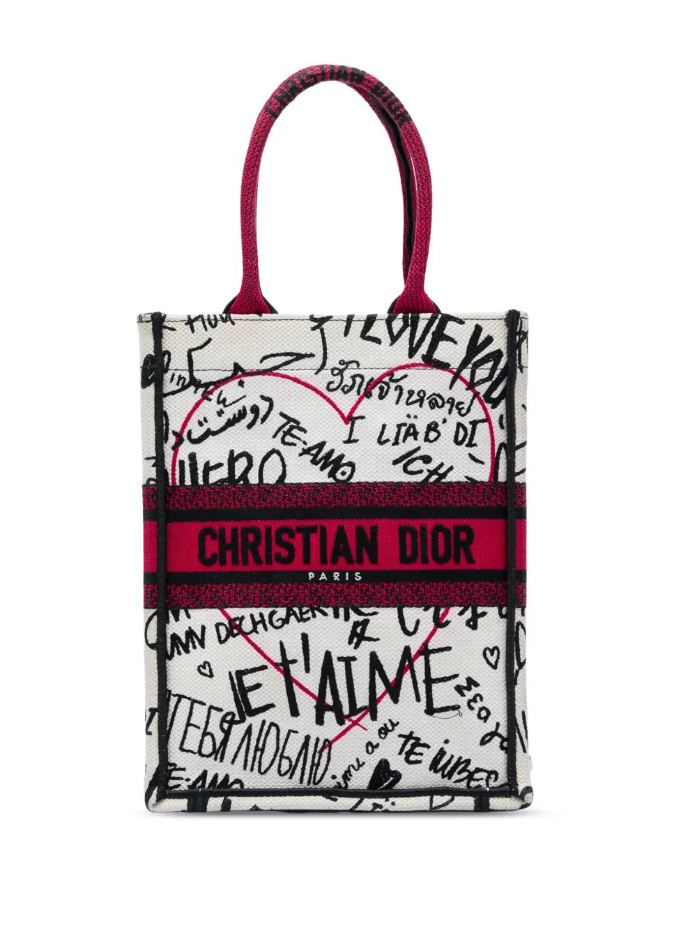 2020 DiorAmour Embroidered Canvas Graffiti Vertical Book tote bag