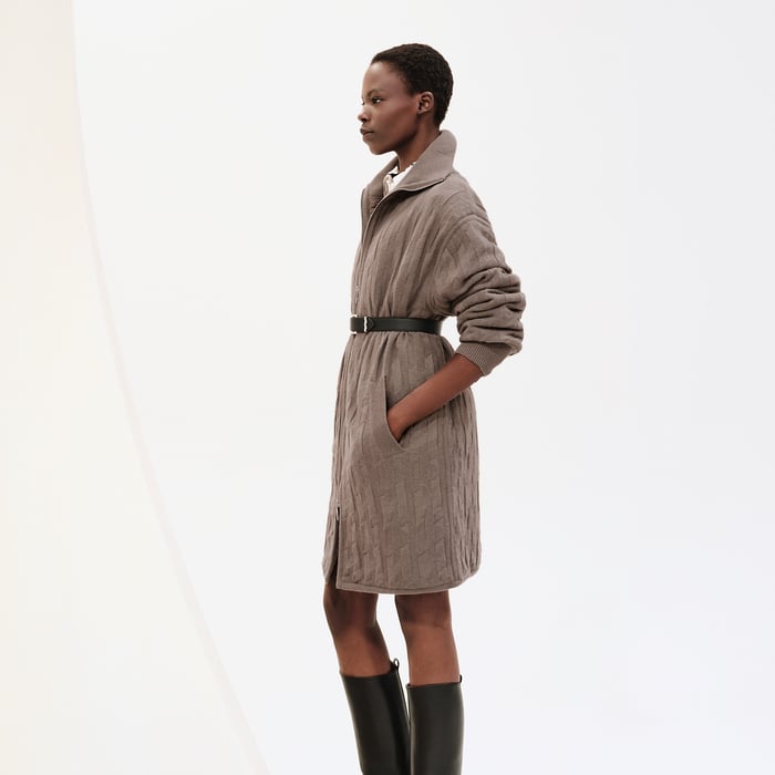 "H" Zipped Quilted Coat