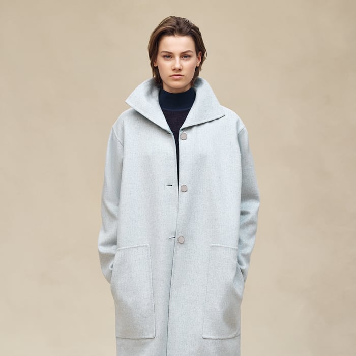 Bleu Long Cashmere Coat