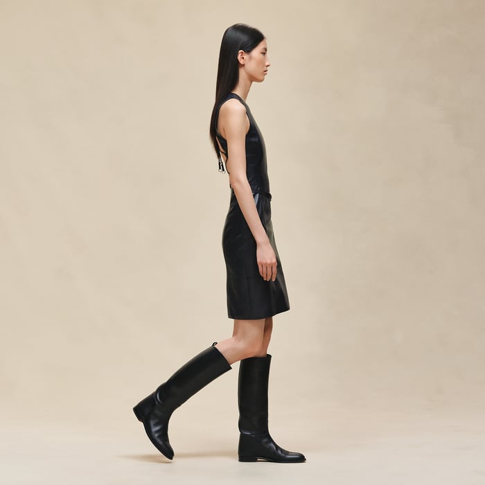 Bleu Noir Dress With Laced Back