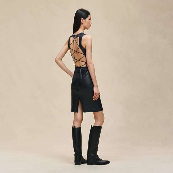 Bleu Noir Dress With Laced Back