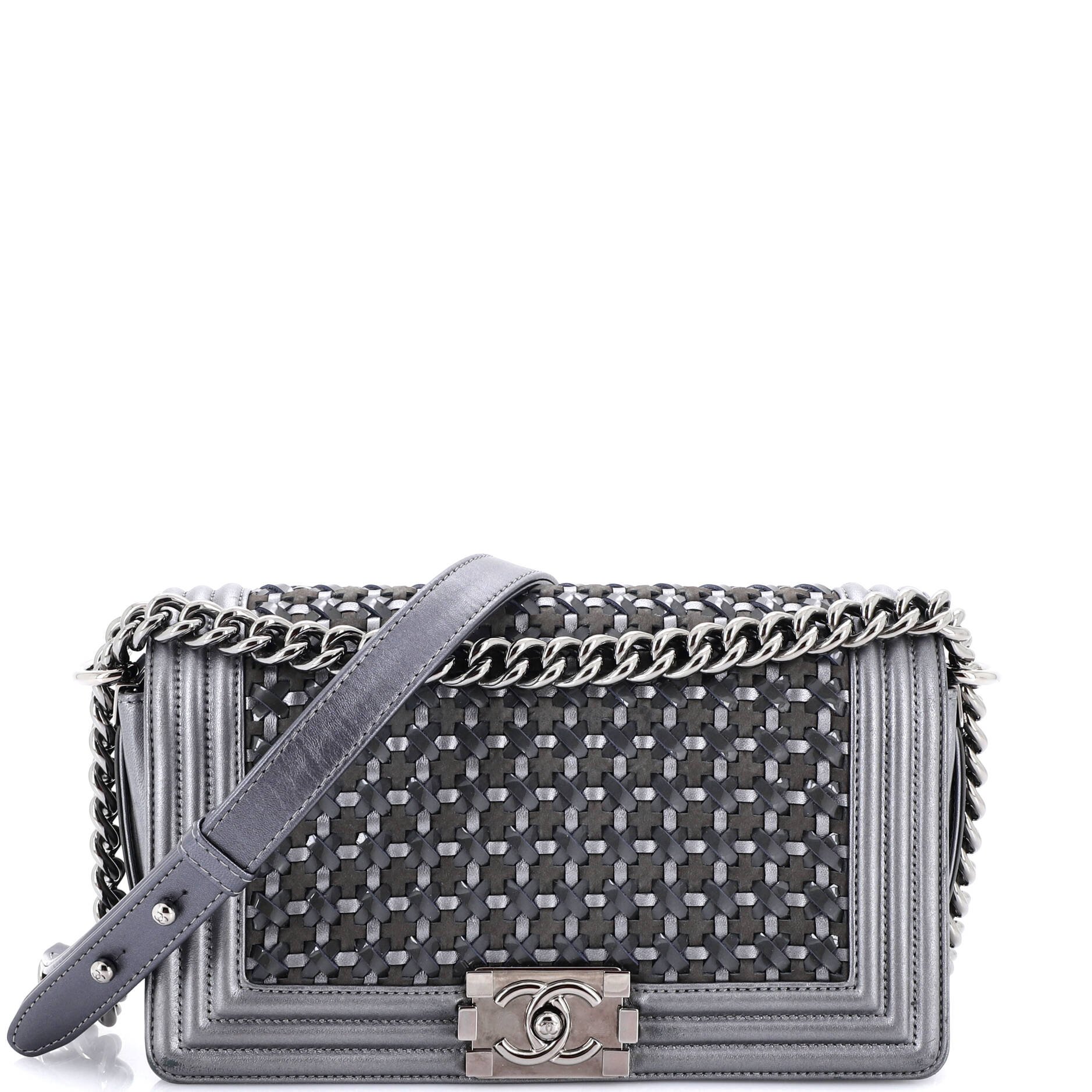 Boy Flap Bag Woven Leather Old Medium