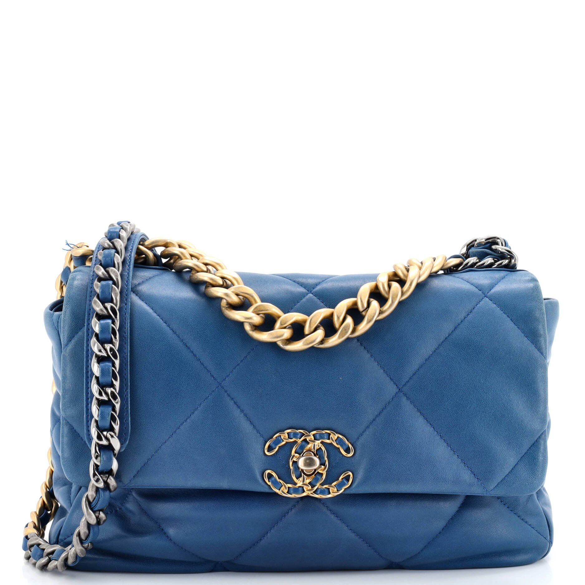 19 Flap Bag Quilted Leather Large