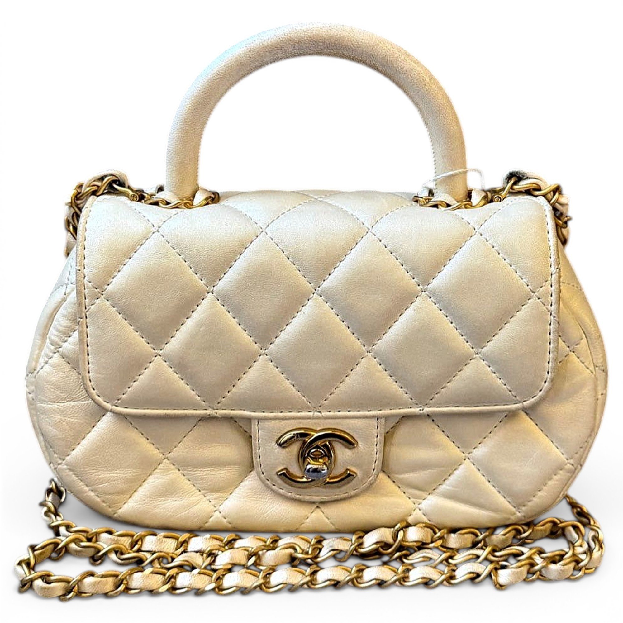 Trendy CC Top Handle leather handbag