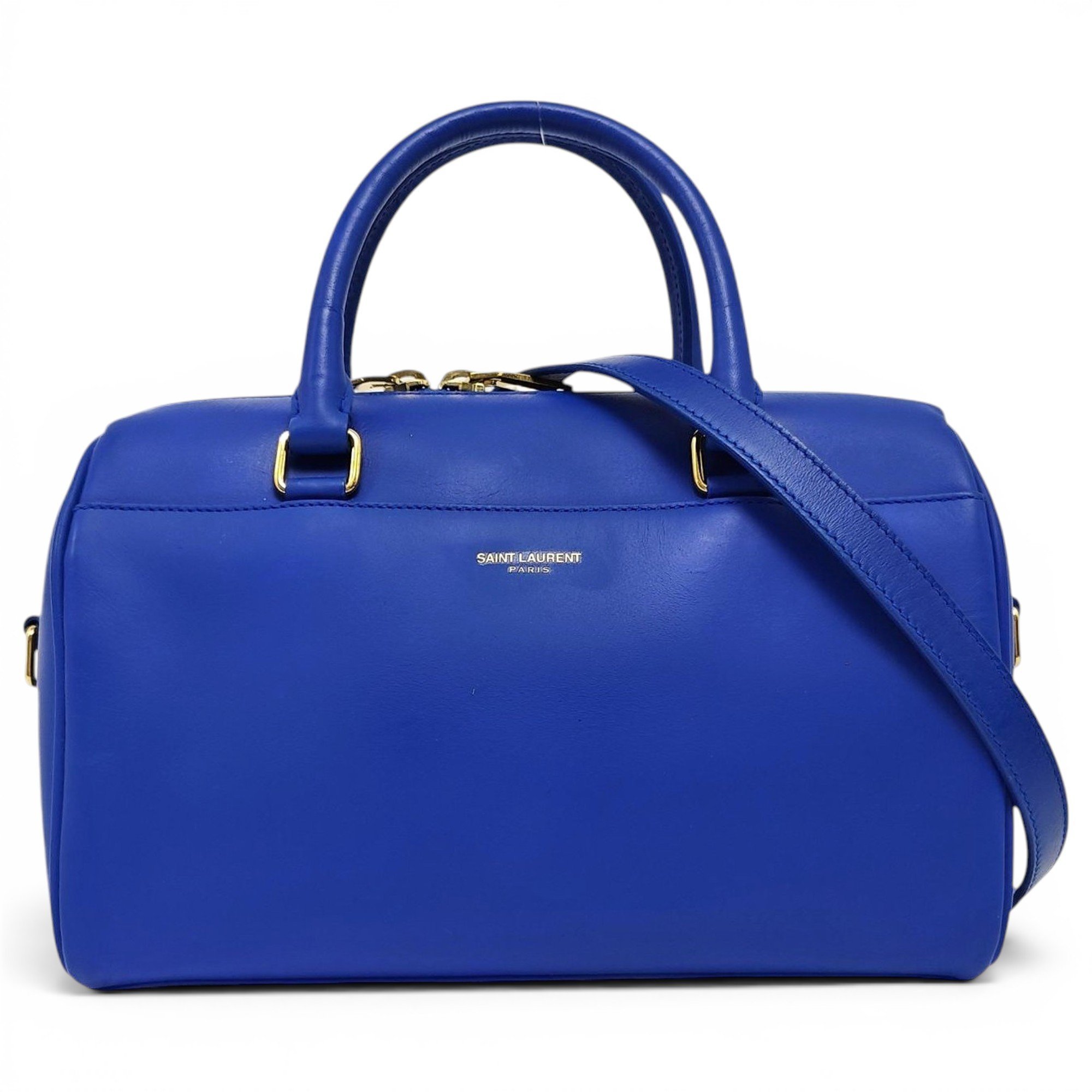 Duffle leather handbag