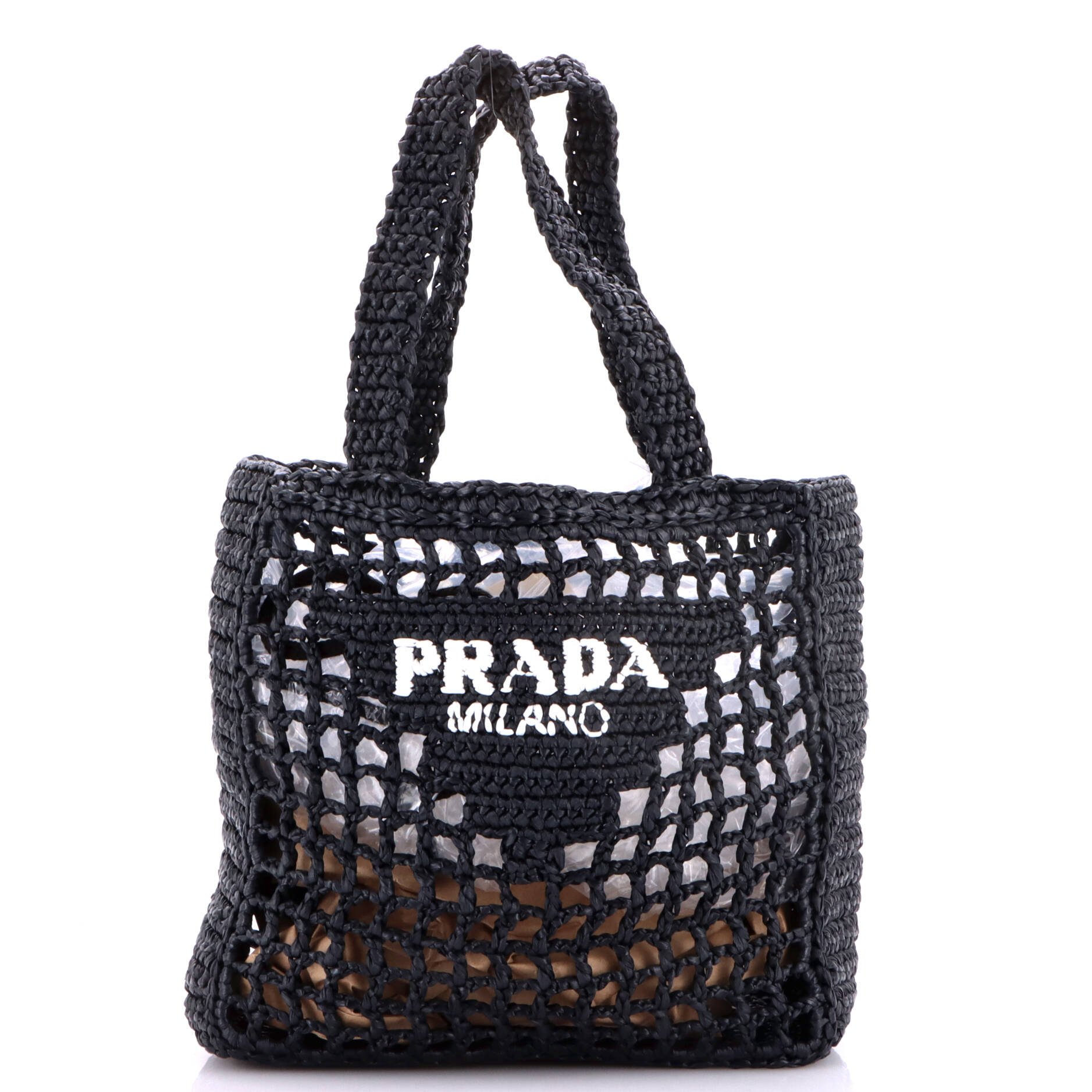 Triangle Logo Open Tote Raffia Small