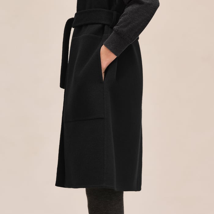 Noir Belted Cashmere Long Vest