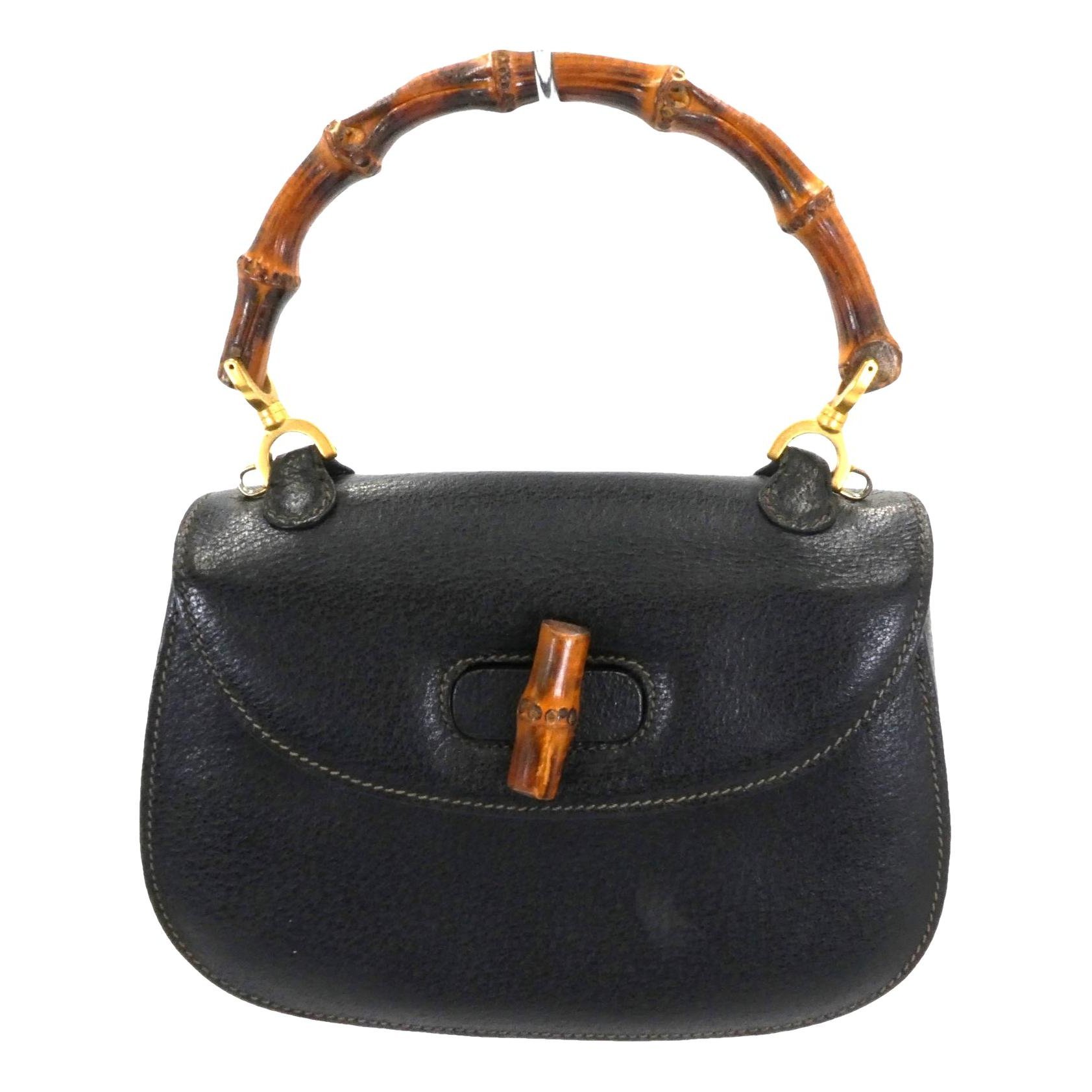 Convertible Bamboo Top Handle leather handbag
