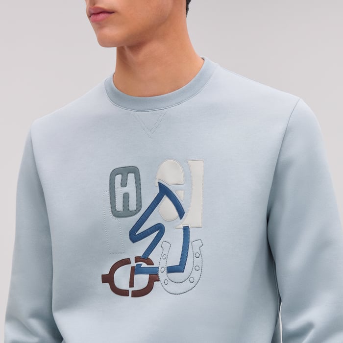 Bleu Glacier "H Puzzle" Crewneck Sweater