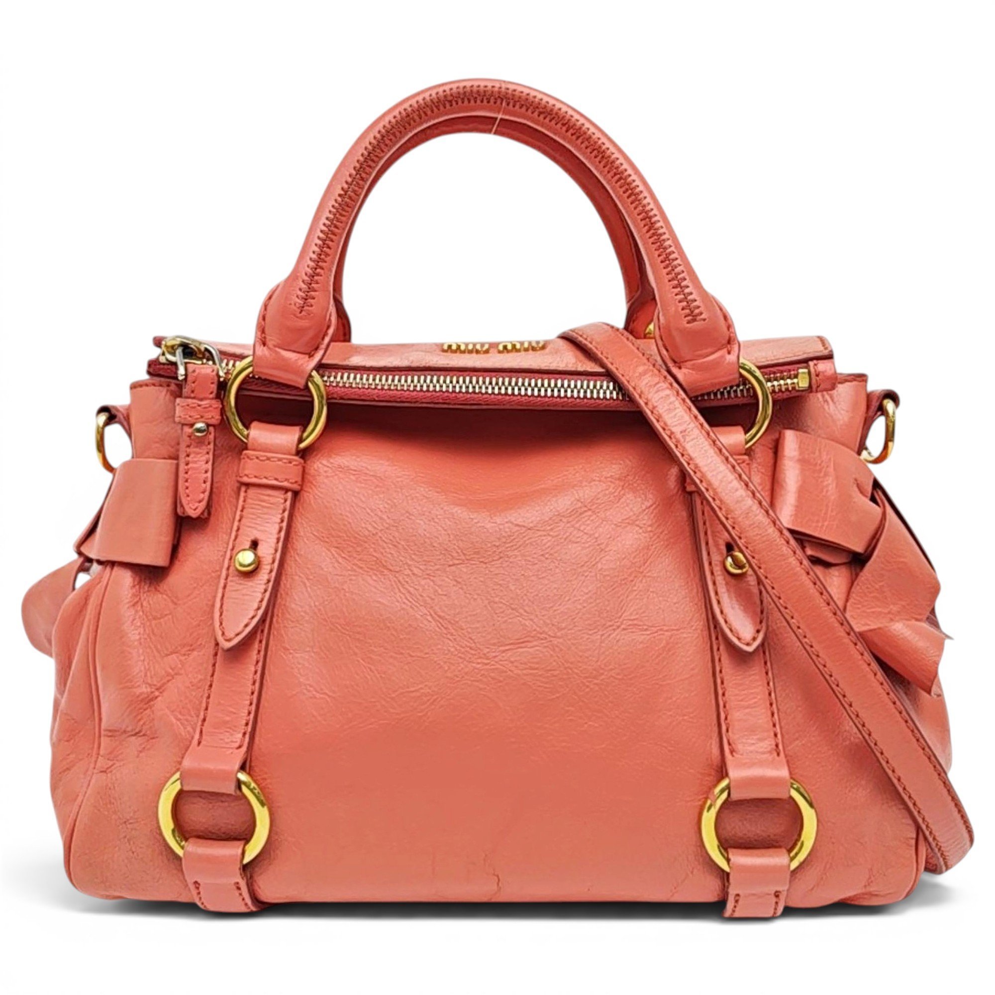Bow bag leather handbag