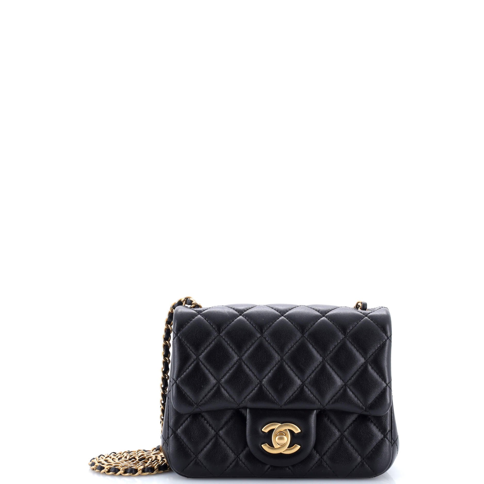 Chanel Pearl Crush Square Flap Bag Quilted Lambskin Mini