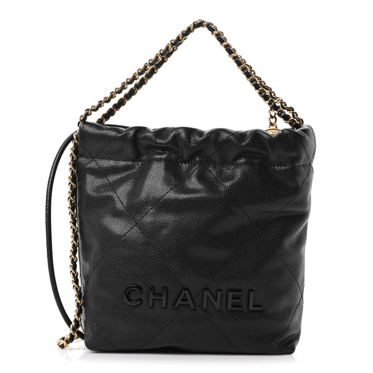 Chanel Shiny Caviar Quilted Monochrome Mini Chanel 22 Black