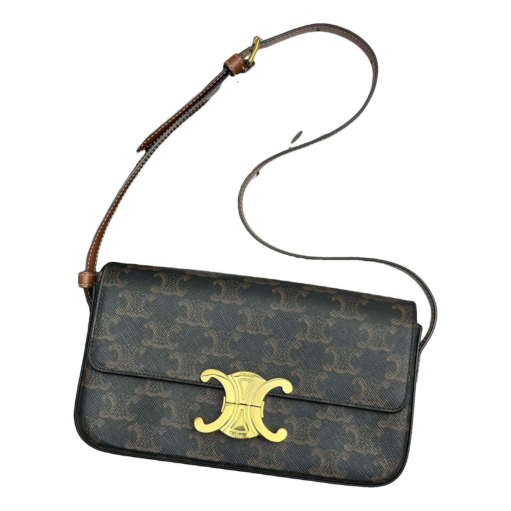 Triomphe chain leather handbag