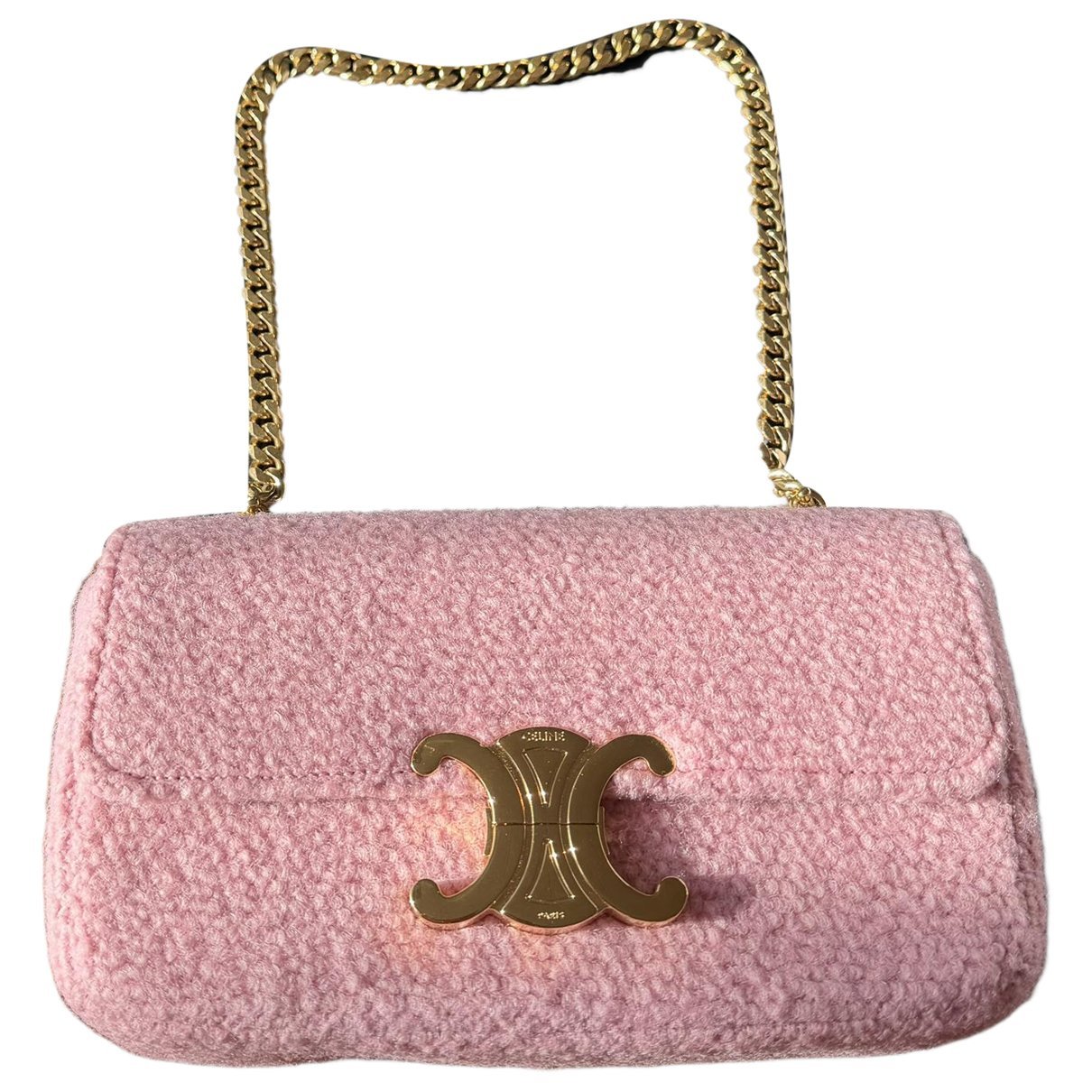 Triomphe chain tweed crossbody bag
