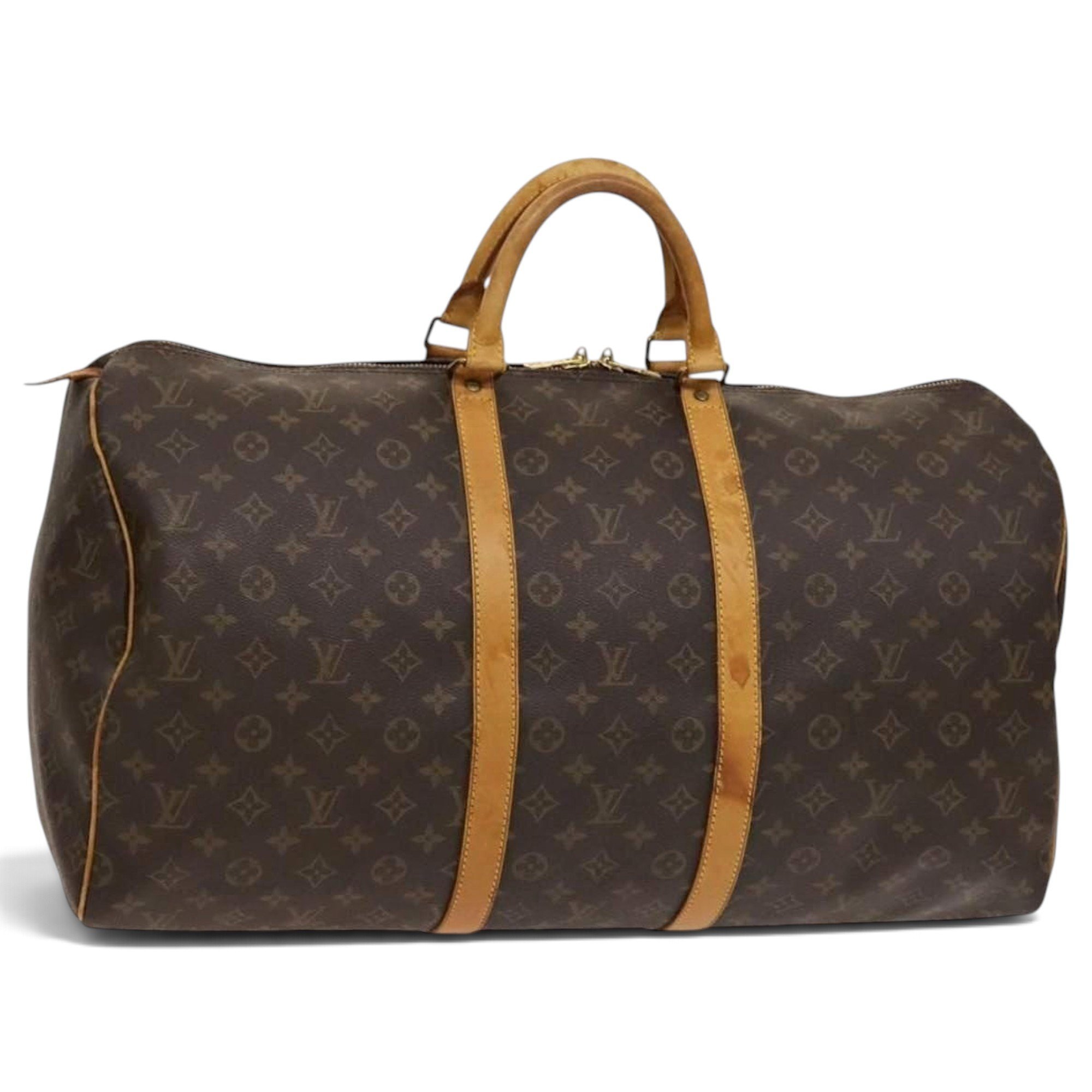 Louis Vuitton Keepall leather travel bag