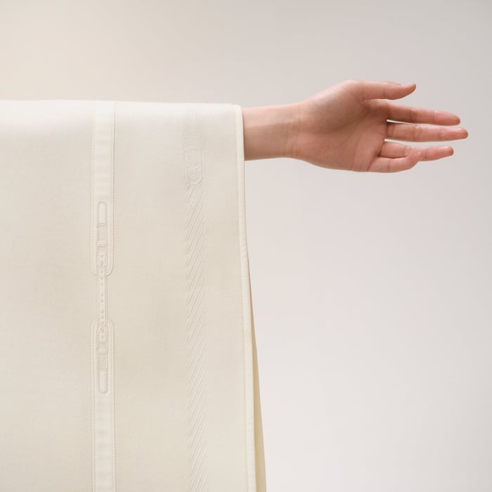 Blanc Naturel Embroidered Cashmere Cape With Leather Detail
