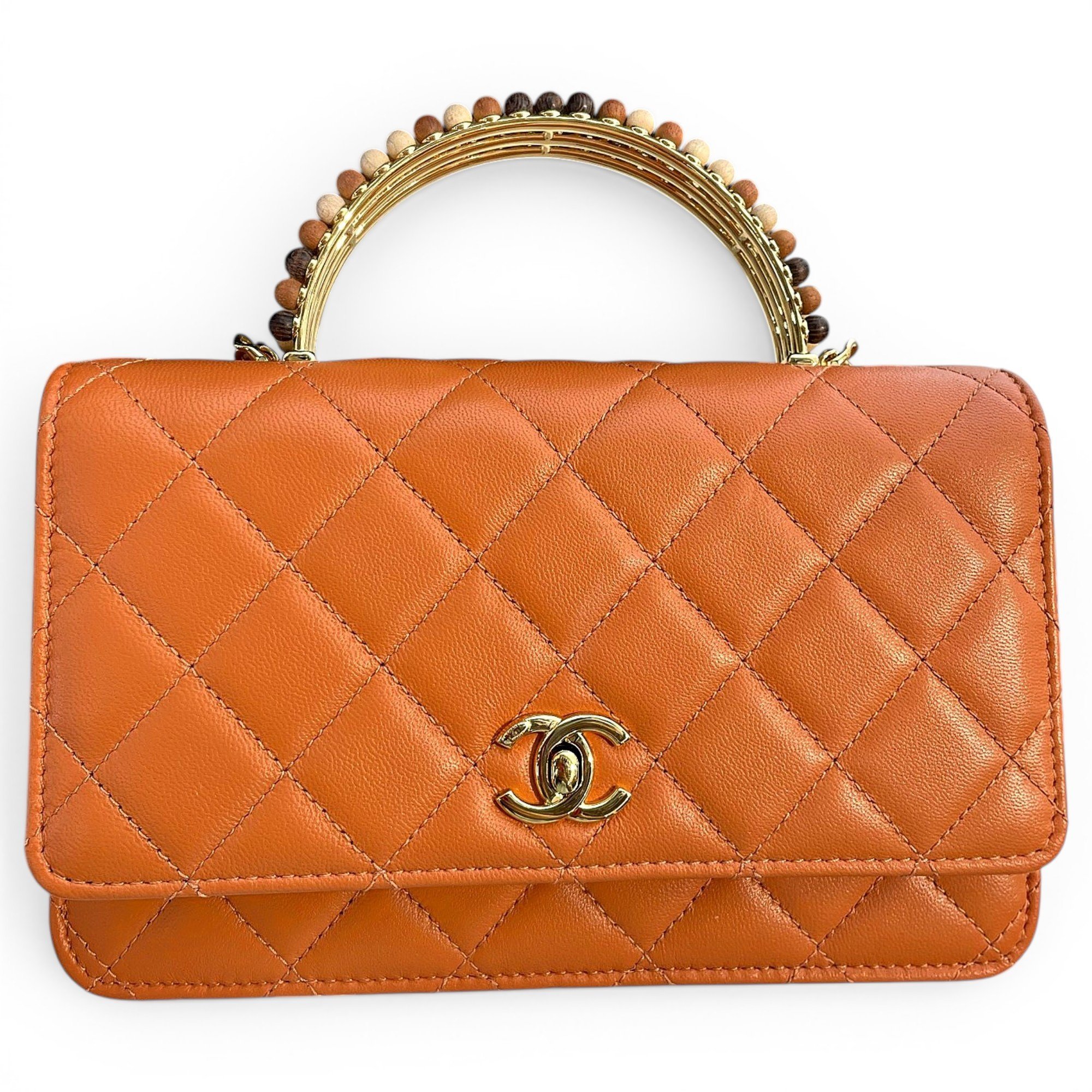 Trendy CC Top Handle leather handbag