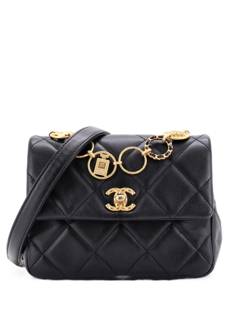 CC Charm Chain Strap Flap Quilted Lambskin Mini shoulder bag