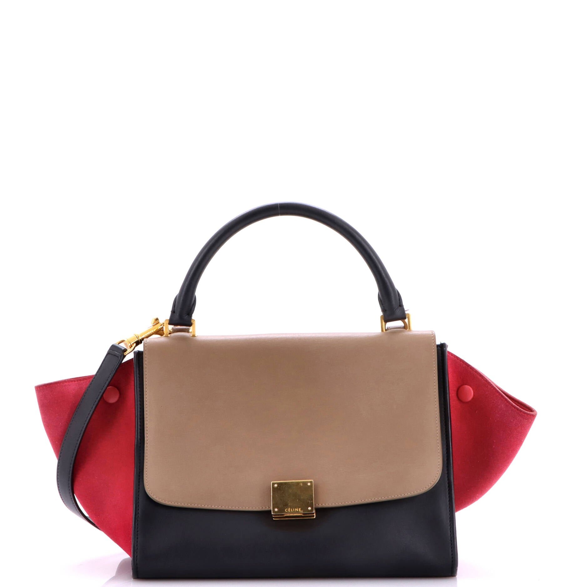 Tricolor Trapeze Bag Suede Medium