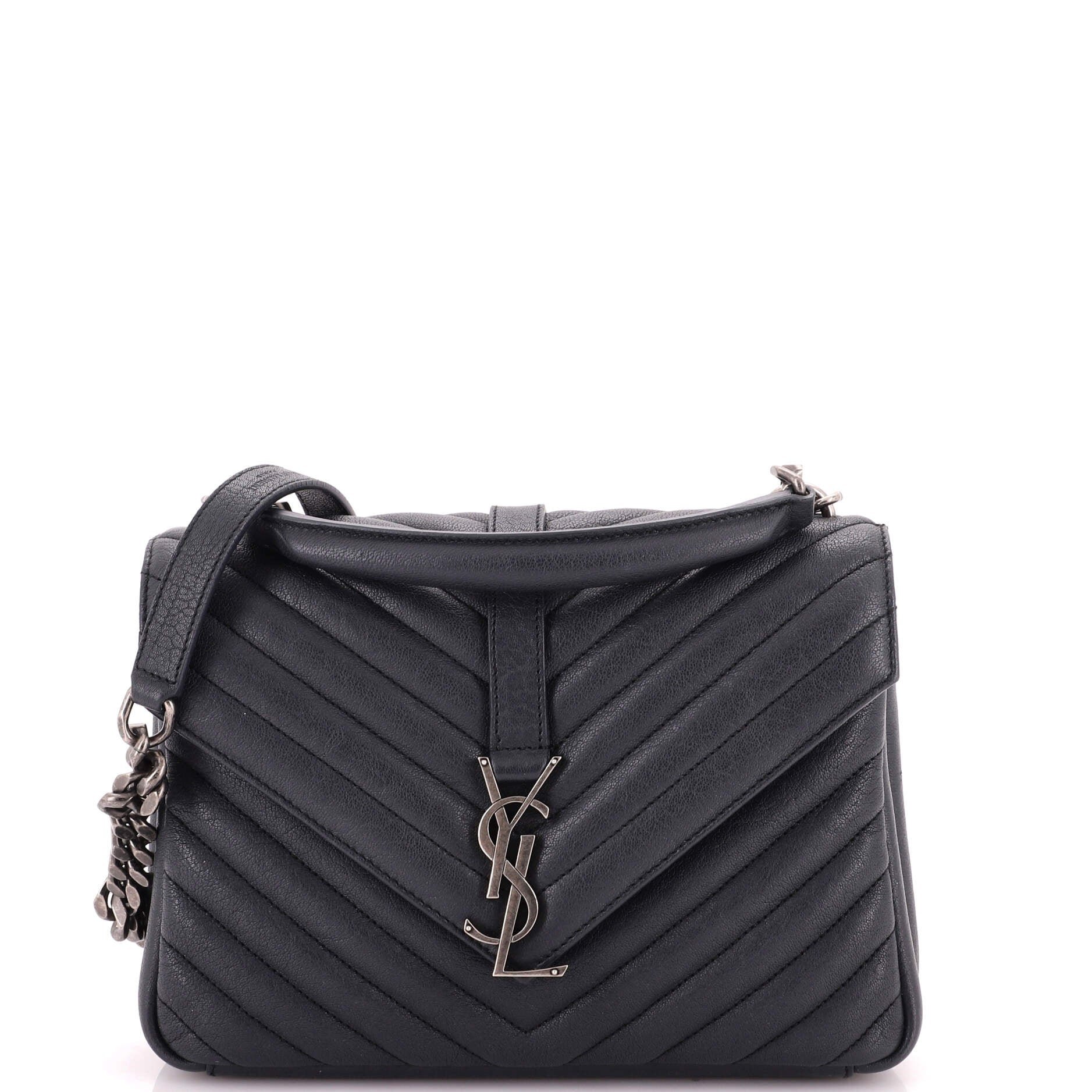 Classic Monogram College Bag Matelasse Chevron Leather Medium