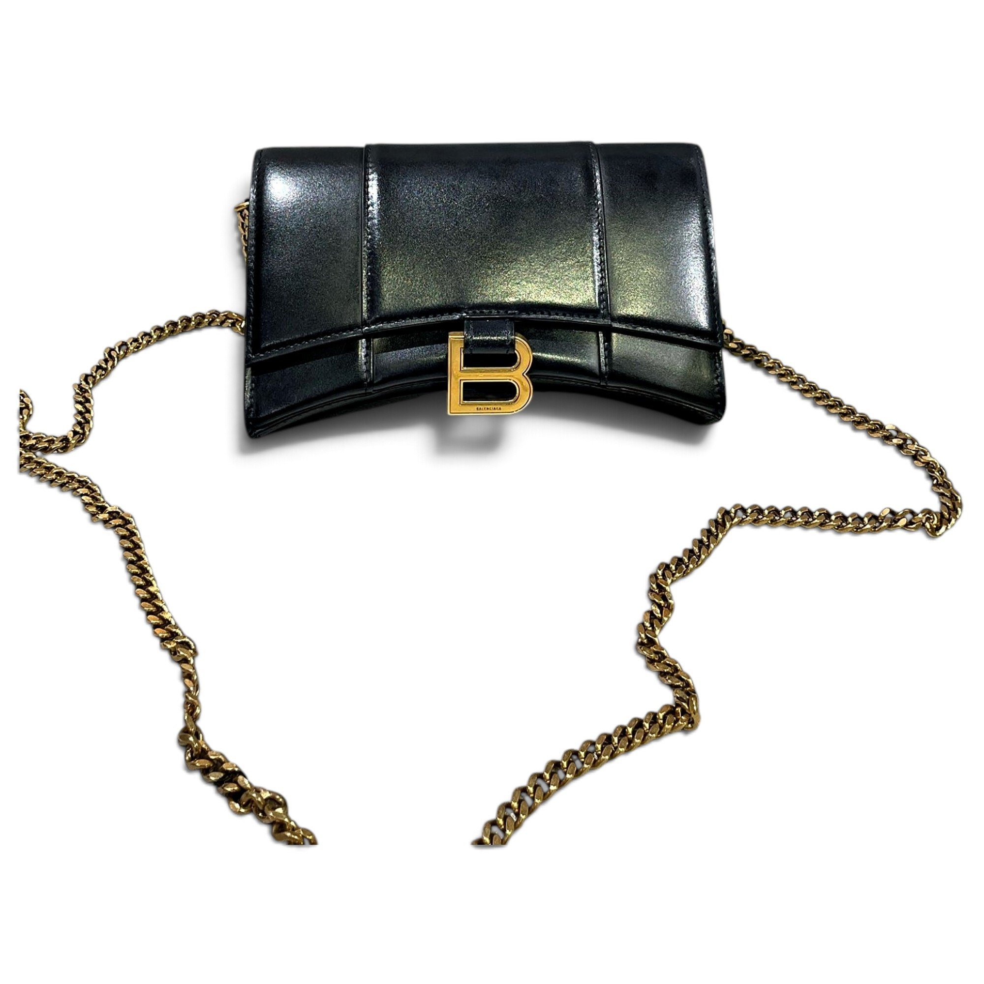 Hourglass leather handbag