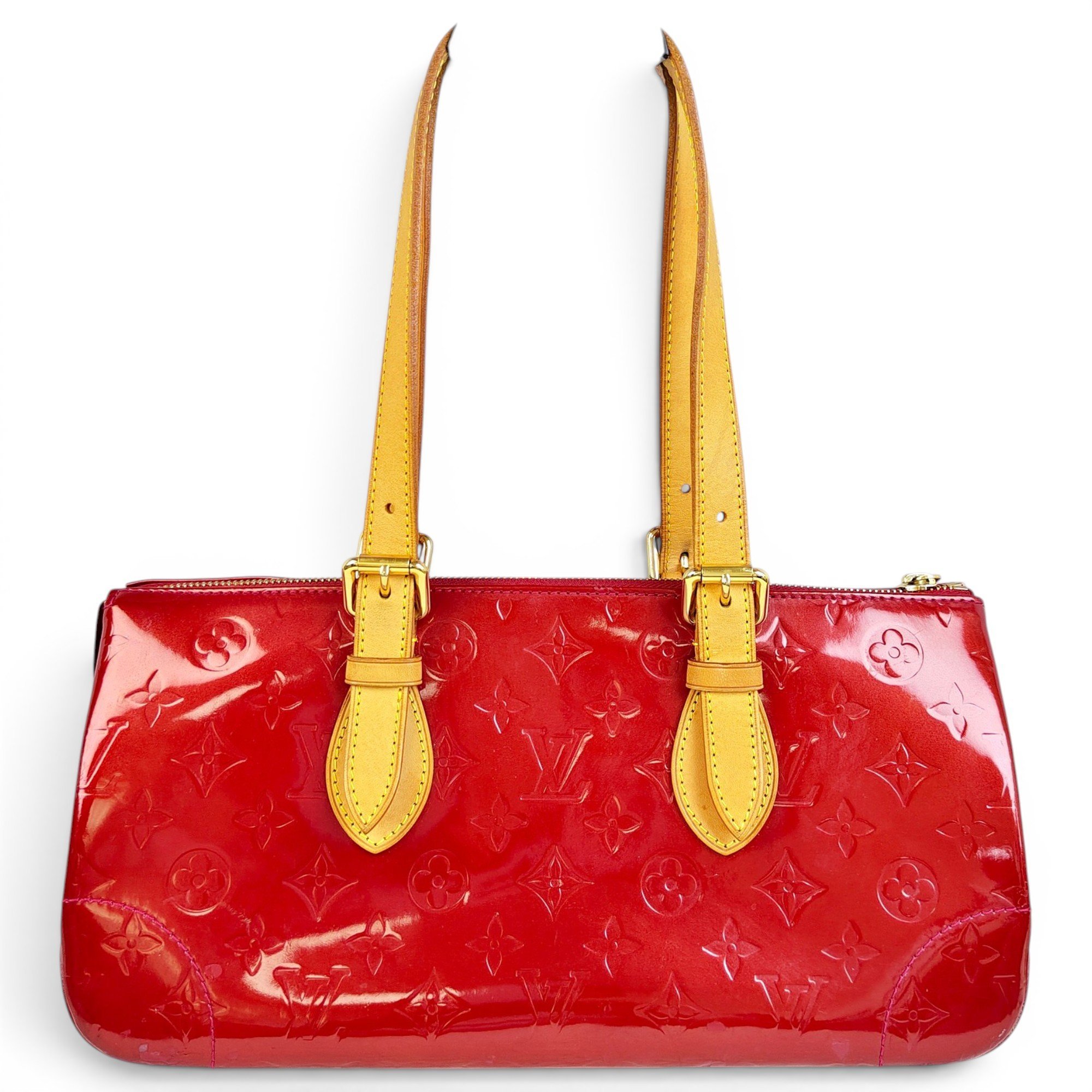 Rosewood patent leather handbag