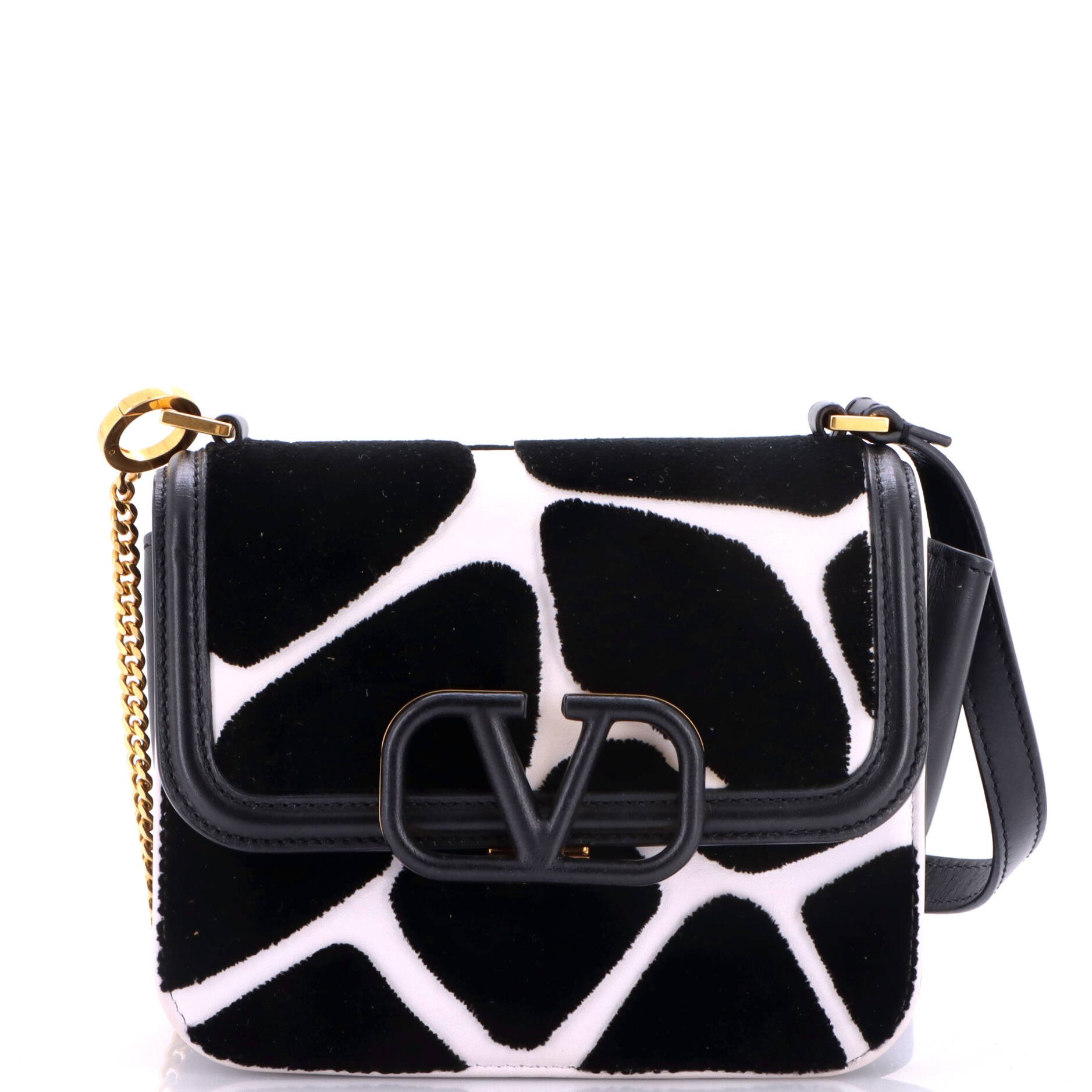 VSling Shoulder Bag Printed Textile with Leather Small