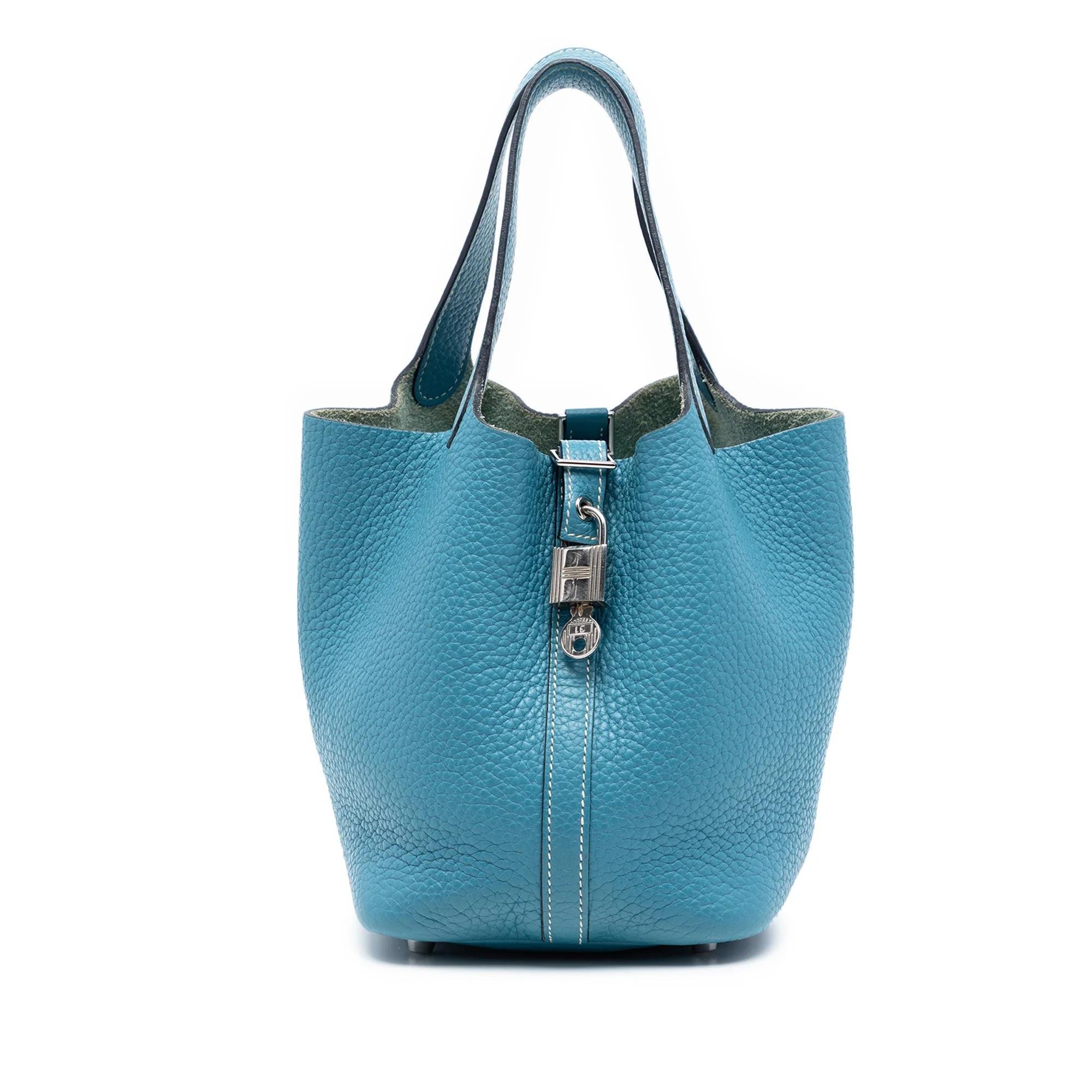 Hermes Picotin 18 Handbag Blue Jean Clemence Leather 2014