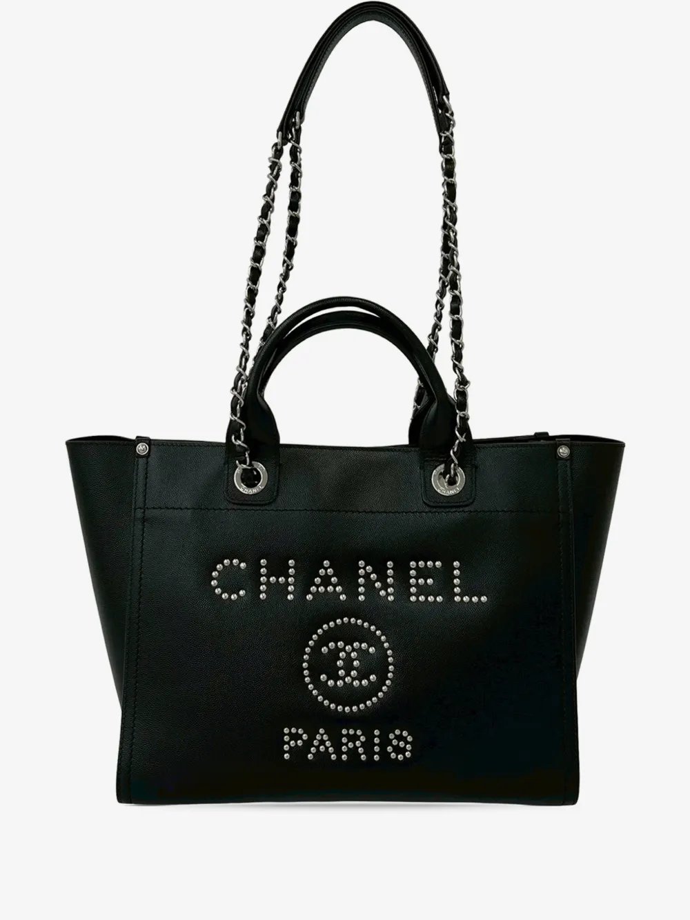 2018 Medium Caviar Studded Deauville Tote satchel