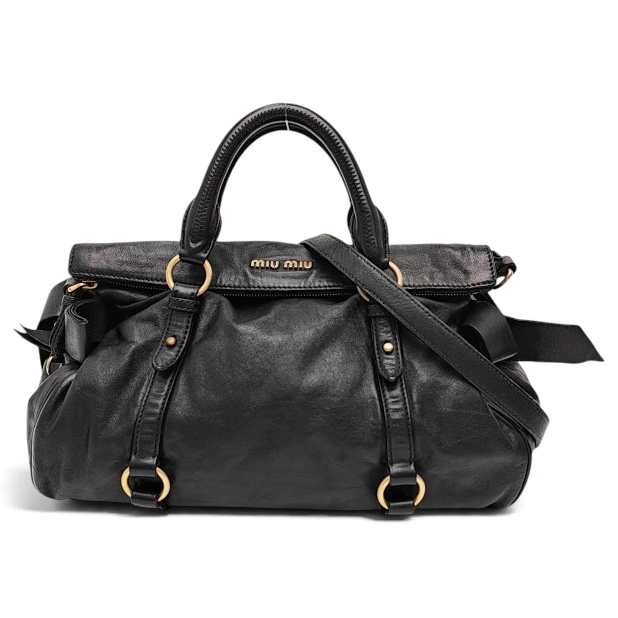 Bow bag leather handbag