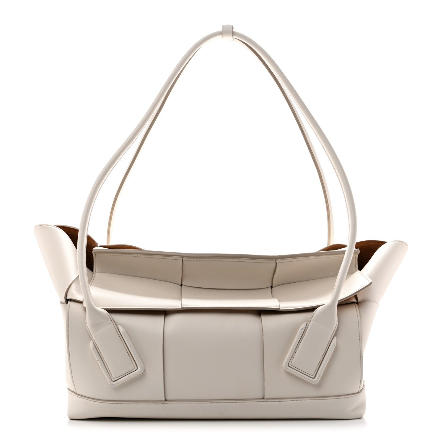 Bottega Veneta French Calfskin Maxi Intrecciato Large Arco  Bianco