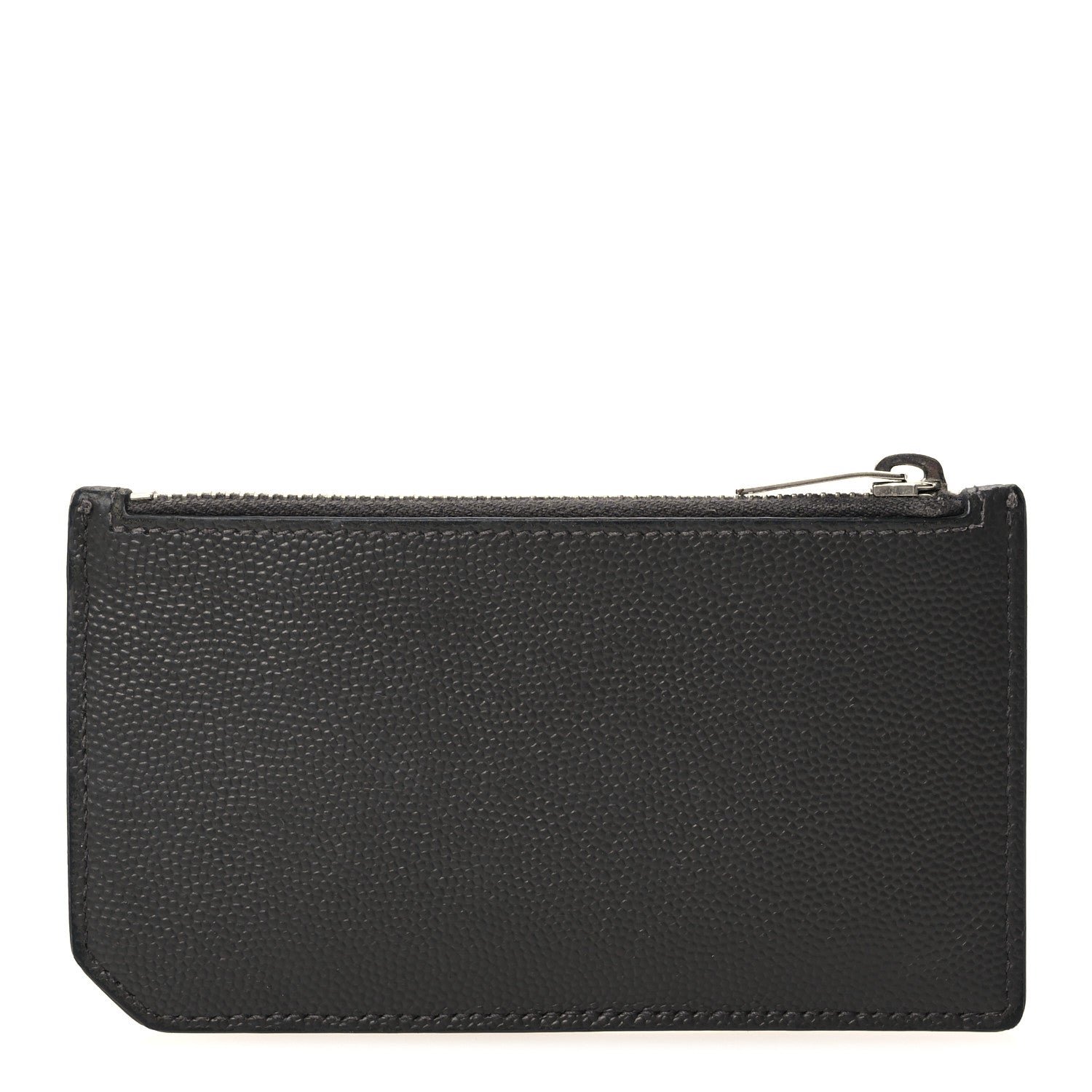 Grained Calfskin 5 Fragments Zip Pouch Card Holder Black
