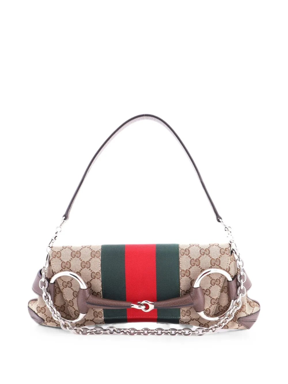 Horsebit NM Web Chain Clutch GG Canvas Medium shoulder bag