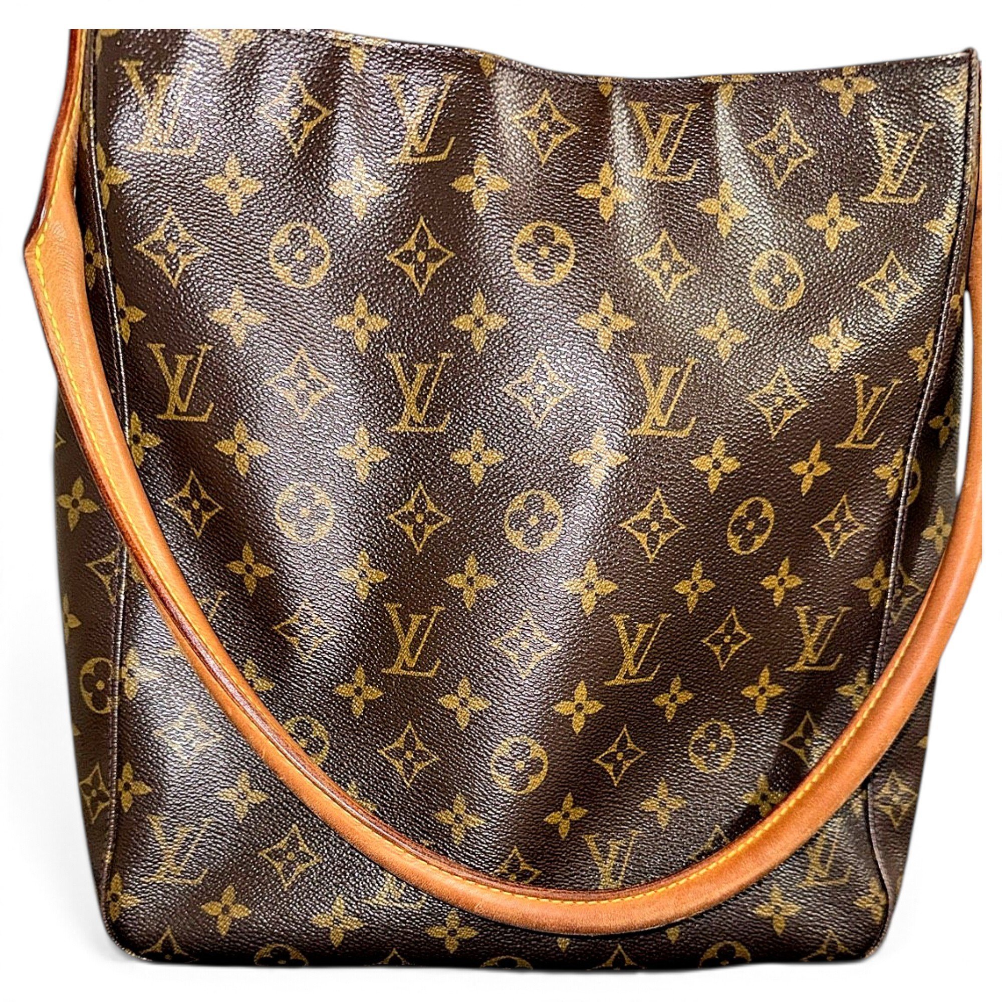 Looping leather handbag
