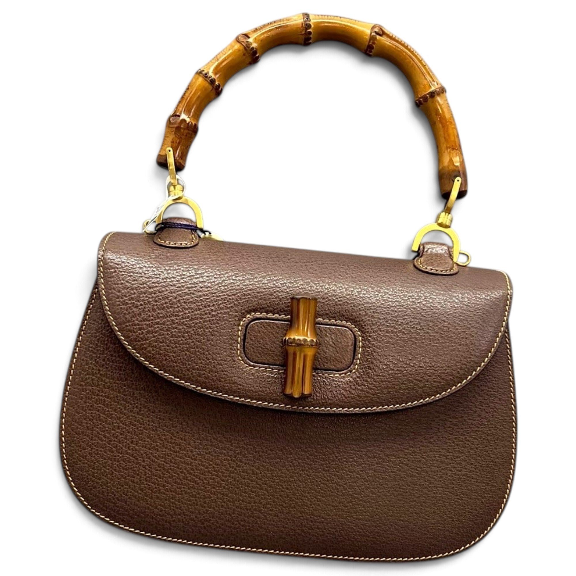 Convertible Bamboo Top Handle leather handbag