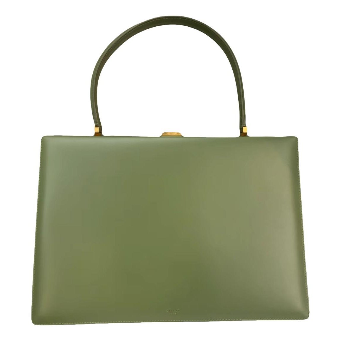 Clasp leather handbag